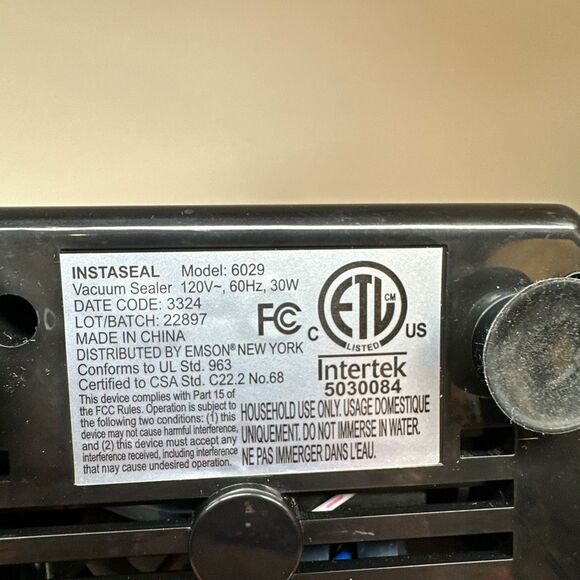 InstaSeal Vacuum Sealer Model 6029 – Automatic Food Sealer Instruction Manual - Picture 7 of 8